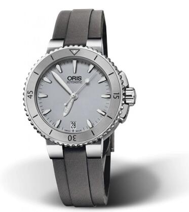 Review Oris Aquis Date 36 Stainless Steel Grey Textile Replica Watch 01 733 7652 4143-07 5 18 13FC
